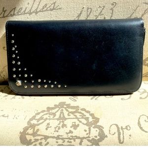 GUC Authentic Versace Women's Black La Medusa Silver Studded Wallet